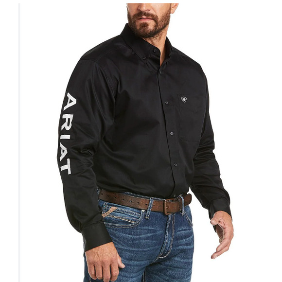 Ariat Shirt Mens XXL Black Team Logo Twill Long Sleeve Button Top NEW - Picture 1 of 3